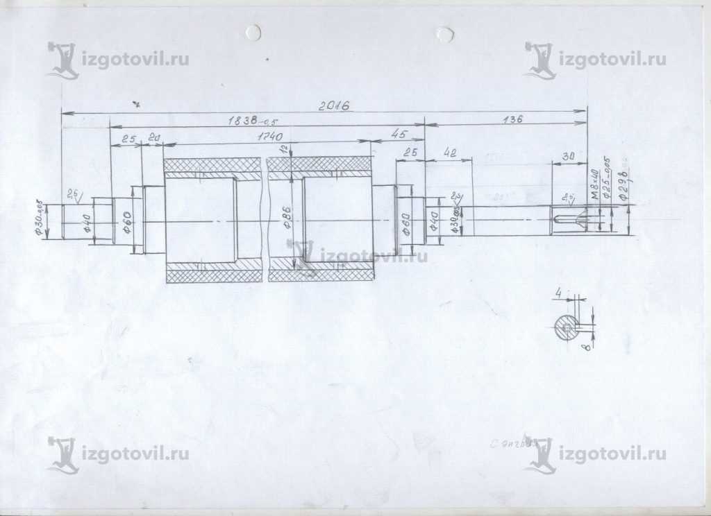 Токарные работы (вал в железе без гуммирования.диаметр 86мм).