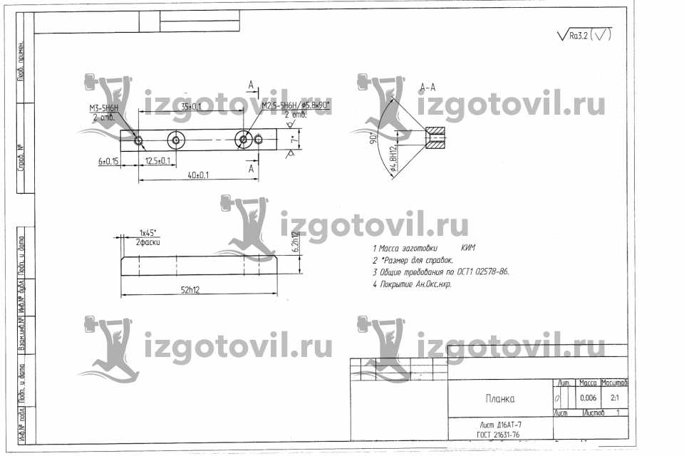 Изготовление деталей на заказ - Накладка