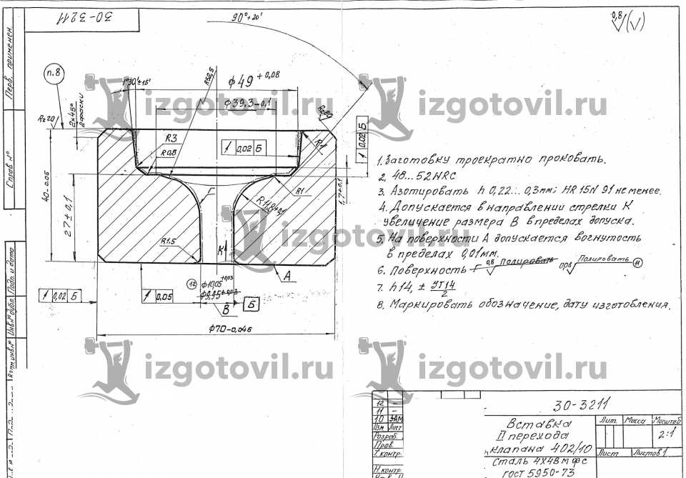 Изготовление деталей на заказ - изготовить пуансон