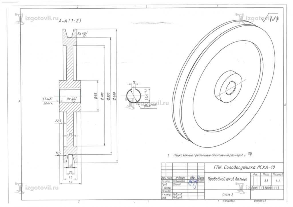 Изготовление цилиндрических деталей (шкивы)
