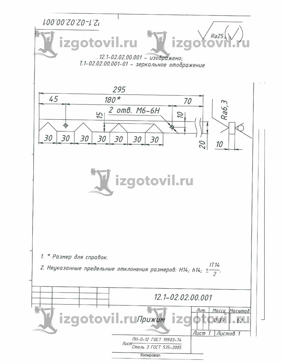 Изготовление деталей по чертежам