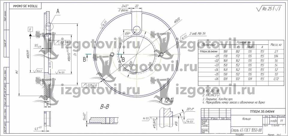 Токарно-фрезерная обработка - изготовление кольца