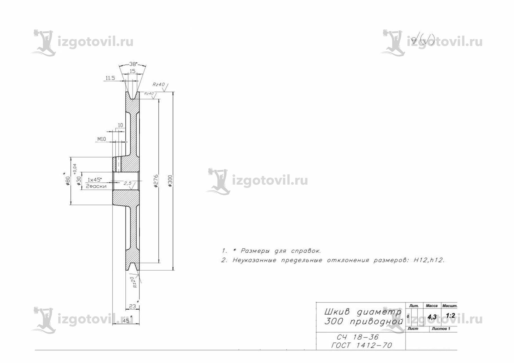 Изготовление деталей по чертежам - изготовление шкивов