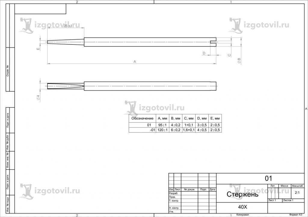 Токарные работы - изготовление стержней