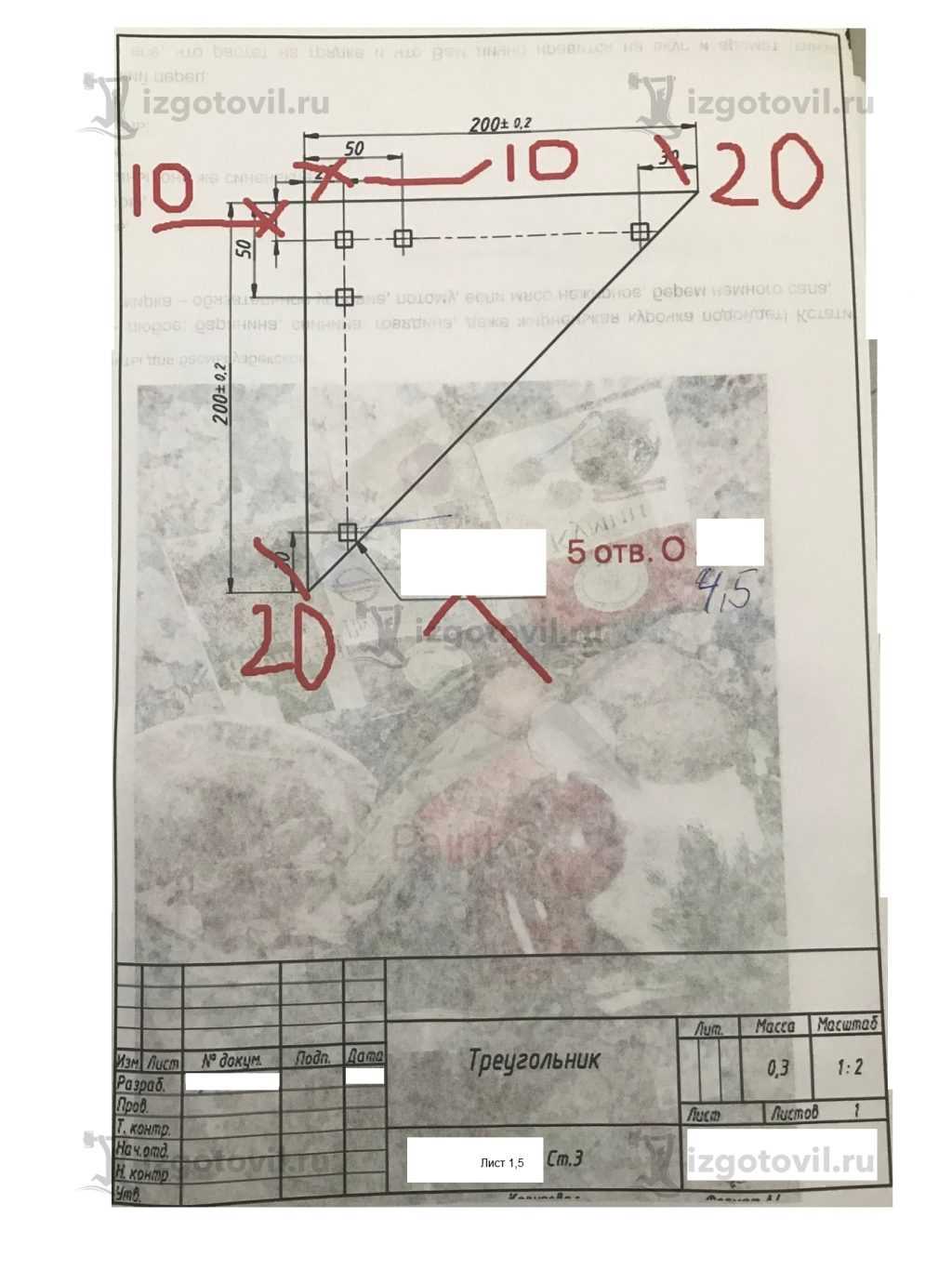 Изготовление деталей по чертежам: уголки