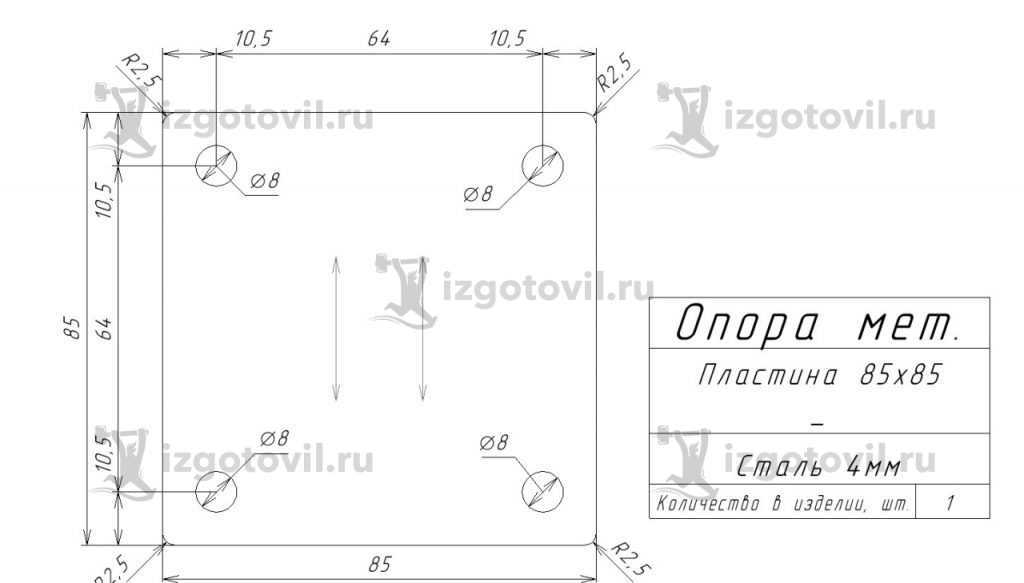 Изготовление деталей на заказ ( Пластина для опор).