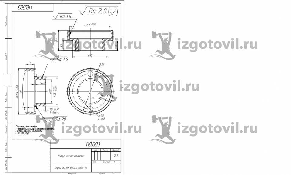 Изготовление деталей по чертежам - изготовление деталей