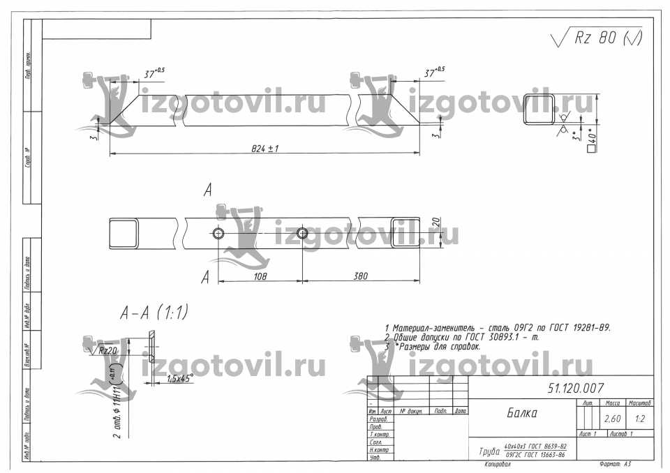 Фрезерная обработка - балка