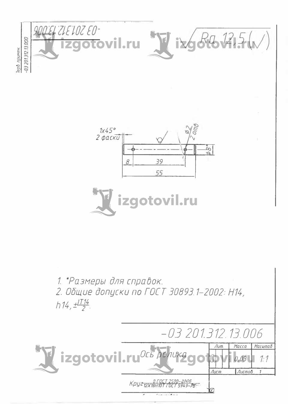 Изготовление деталей по чертежам