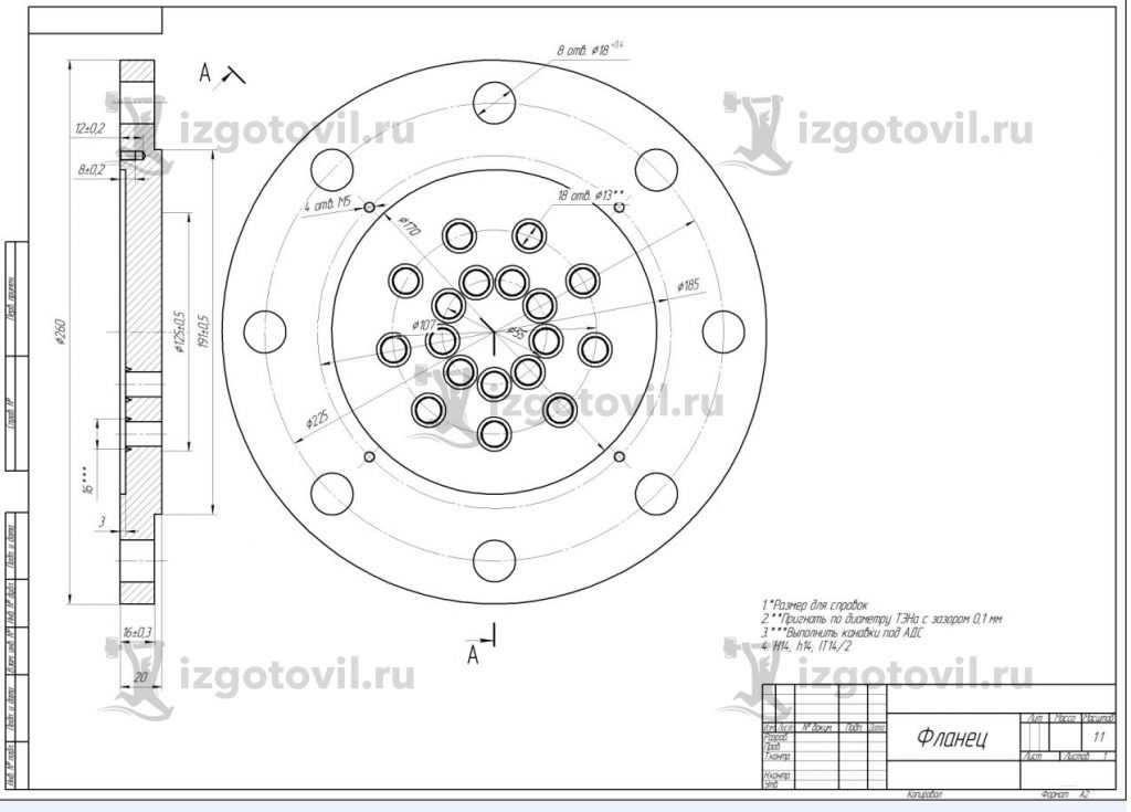 Изготовление деталей по чертежам: фланец