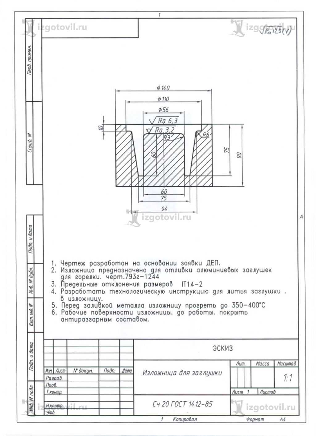 Металлообработка: изготовление муфты и изложницы.