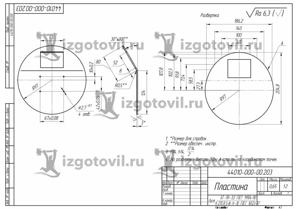 Изготовление деталей по чертежам