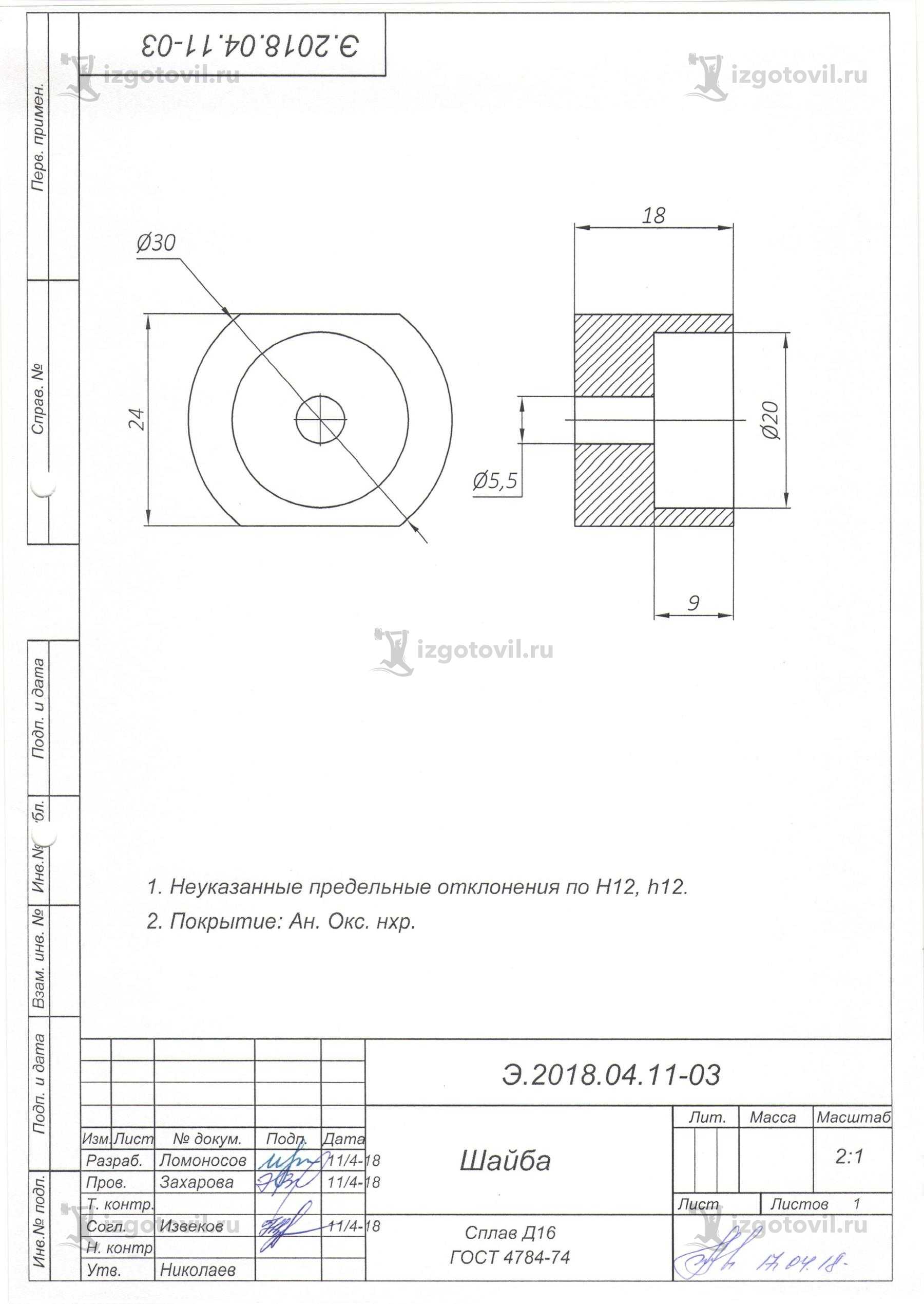 Изготовление деталей по чертежам (комплекта деталей прибора ТС-1).