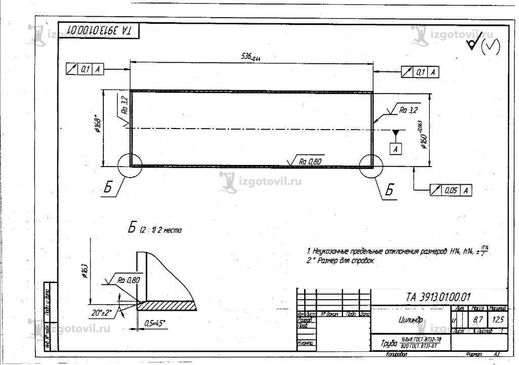 Изготовление цилиндрических деталей (цилиндры)
