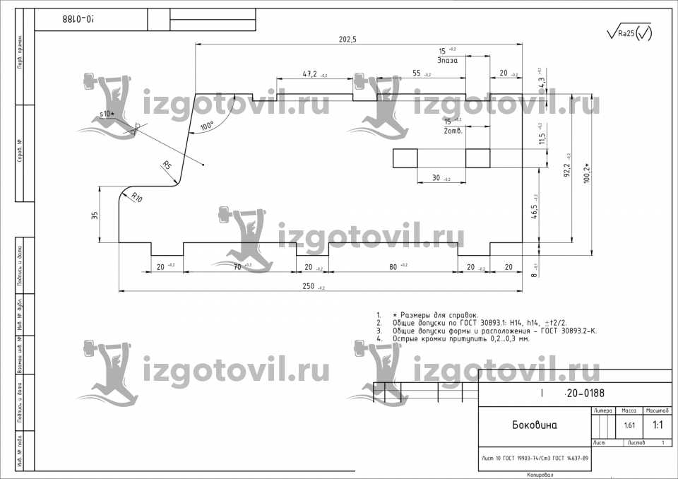 Изготовление деталей по чертежам