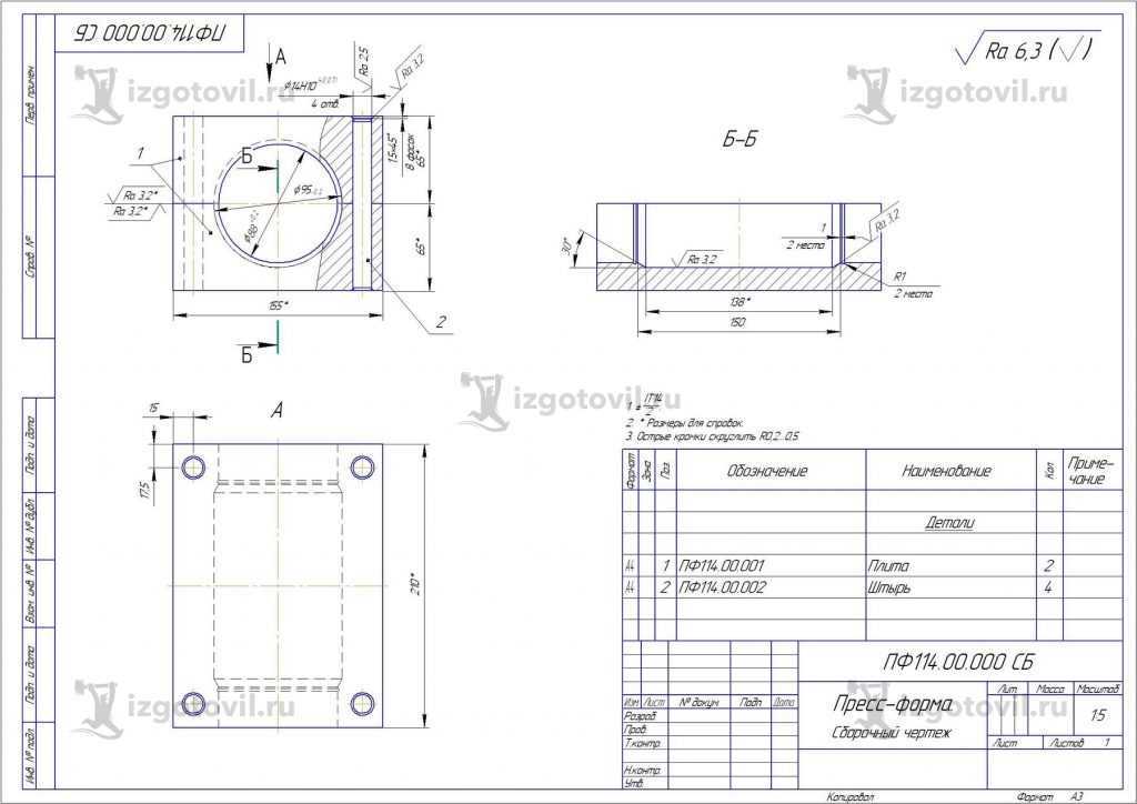 Изготовление деталей по чертежам: пресс-форма