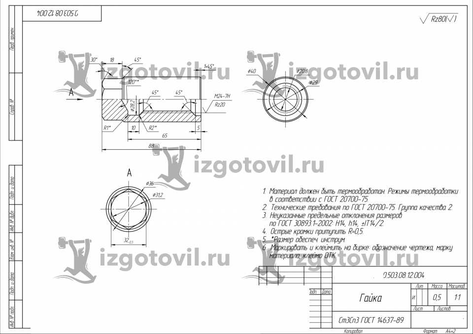 Изготовление деталей по чертежам