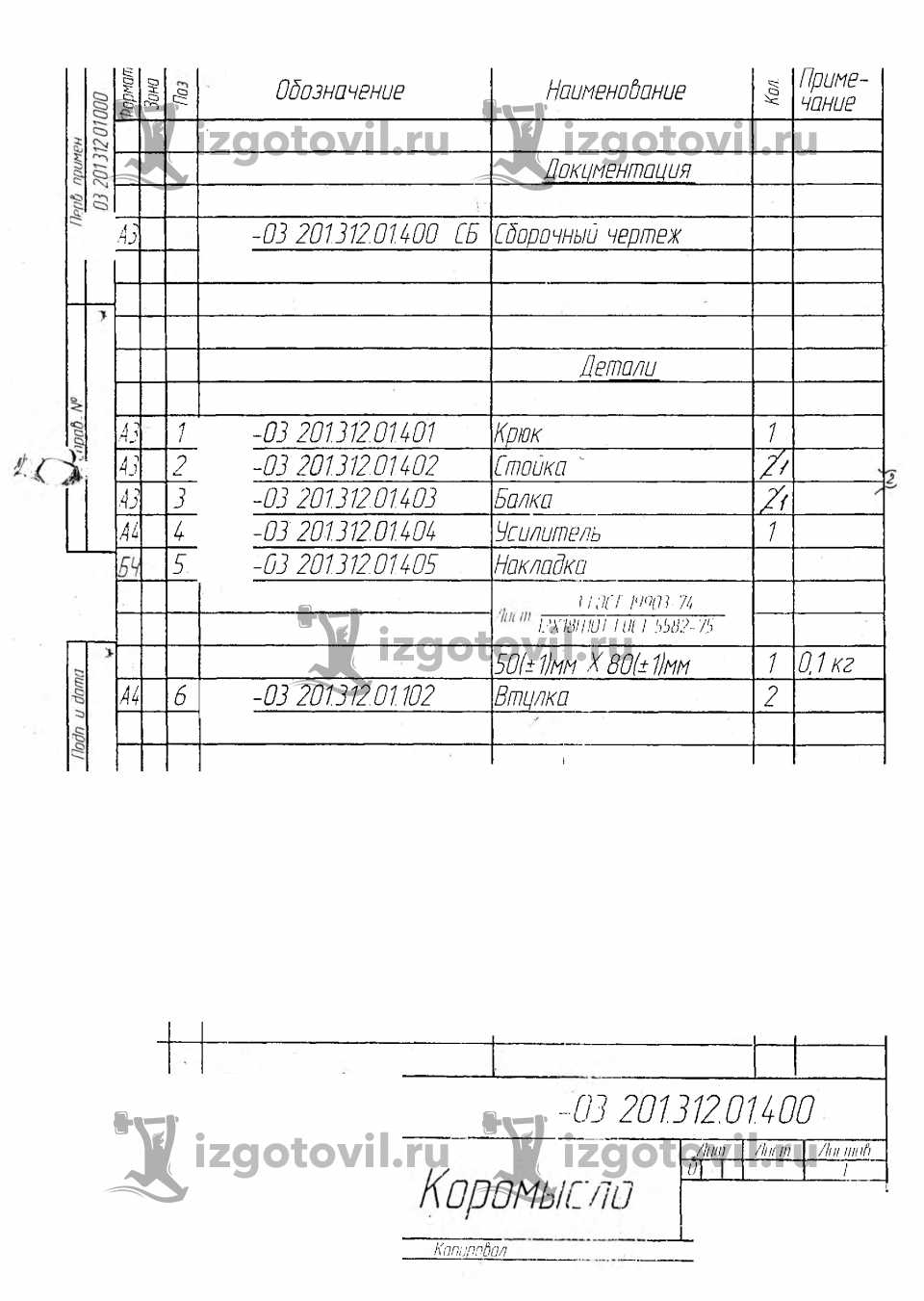 Изготовление деталей по чертежам