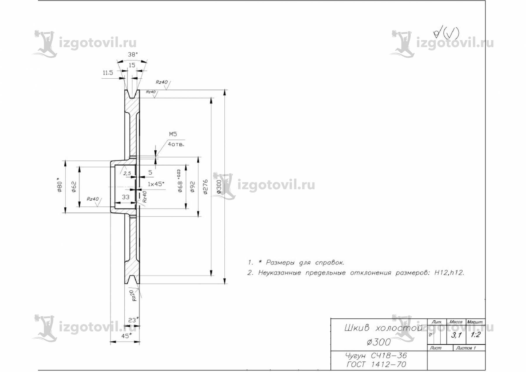 Изготовление деталей по чертежам - изготовление шкивов