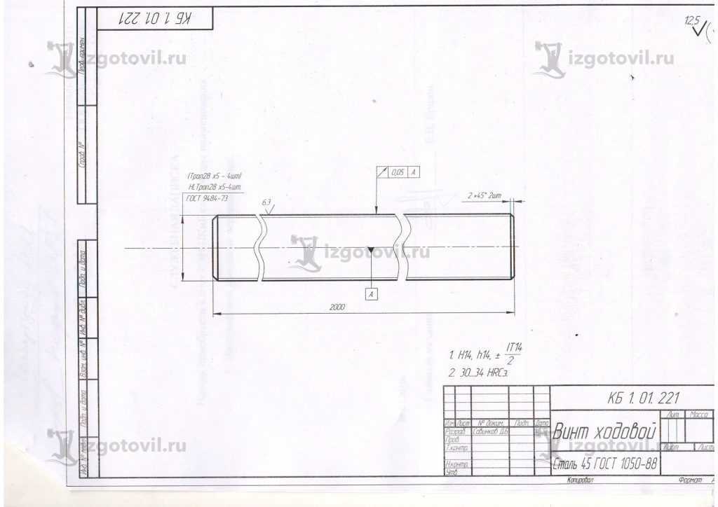 Токарные работы винт ходовой 2000-28x5