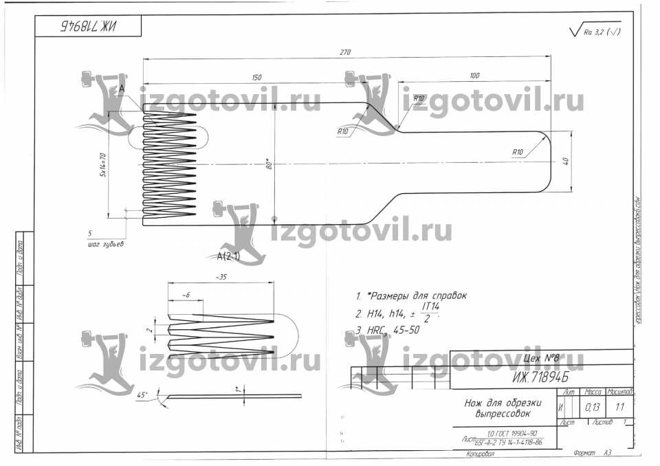 Изготовление деталей по чертежам